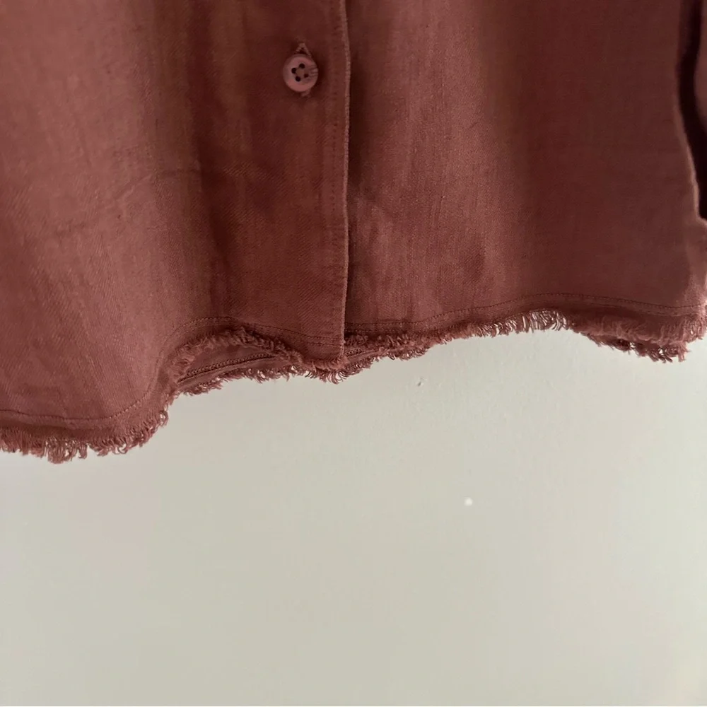 Cloth & Stone Maroon Rust Long Sleeve Linen Colored Dress - Picture 7 of 9